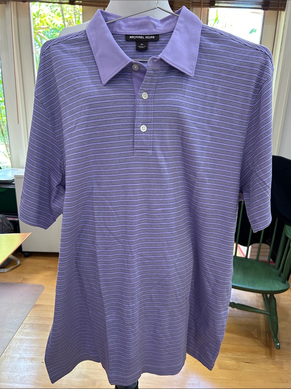Michael Kors Lavender Striped Short-Sleeve Polo